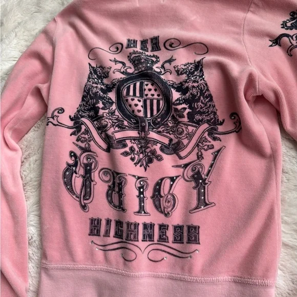Juicy Couture Pink Graphic Velour Hoodie - Picture 3 of 6